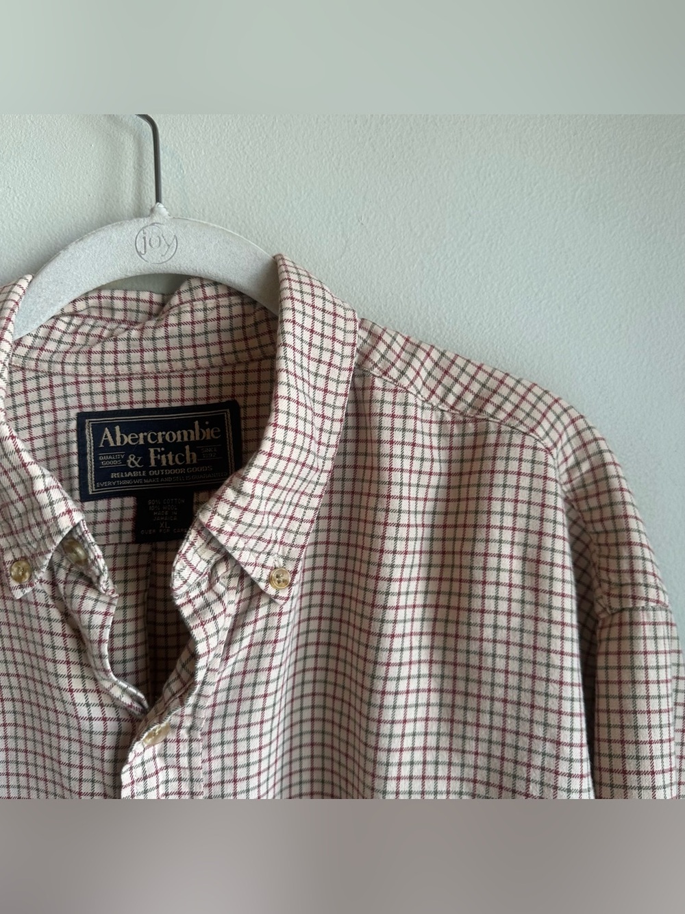 Vtg Abercrombie & Fitch Cotton Wool Blend Plaid Flannel Shirt 90s Y2K